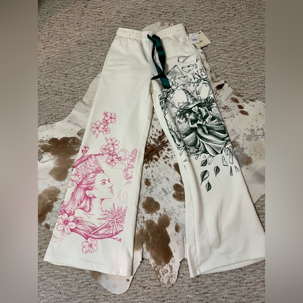 Katie Kime White Pants with Pink and Green Design XXS NWT